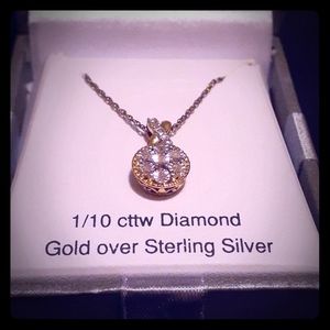 1/10ctw Diamond Gold Over Sterling Silver Necklace